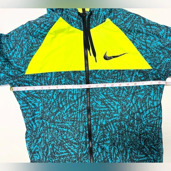 Nike Women’s Zip-Up Blue Green Long Sleeve Hooded Windbreaker Size Medium - Picture 3 of 4